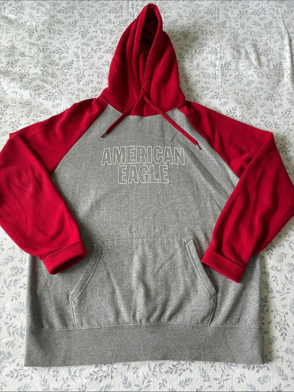 American Eagle Outfitters Grey Body with Red Raglan Hoodie
